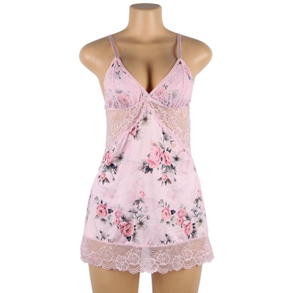 Floral Print Lace-up Babydoll Without Underwire - Picture 8 of 11